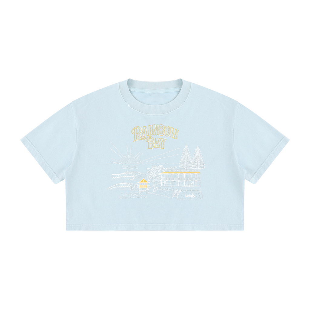 Rainbow Bay / Women's Mineral Wash Cotton Crop T-Shirt