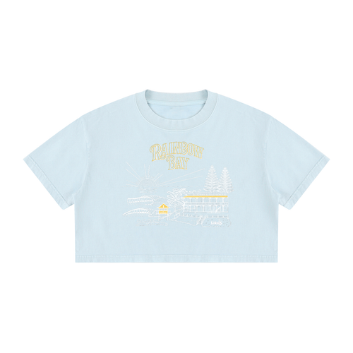 Rainbow Bay / Women's Mineral Wash Cotton Crop T-Shirt