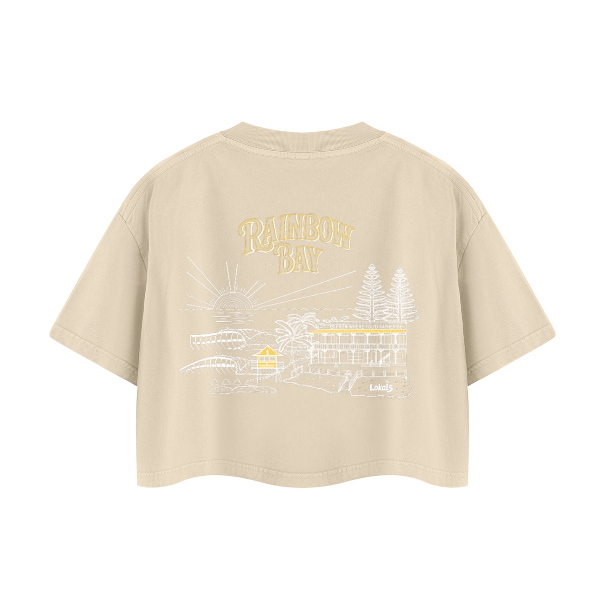 Rainbow Bay / Women's Mineral Wash Cotton Crop T-Shirt