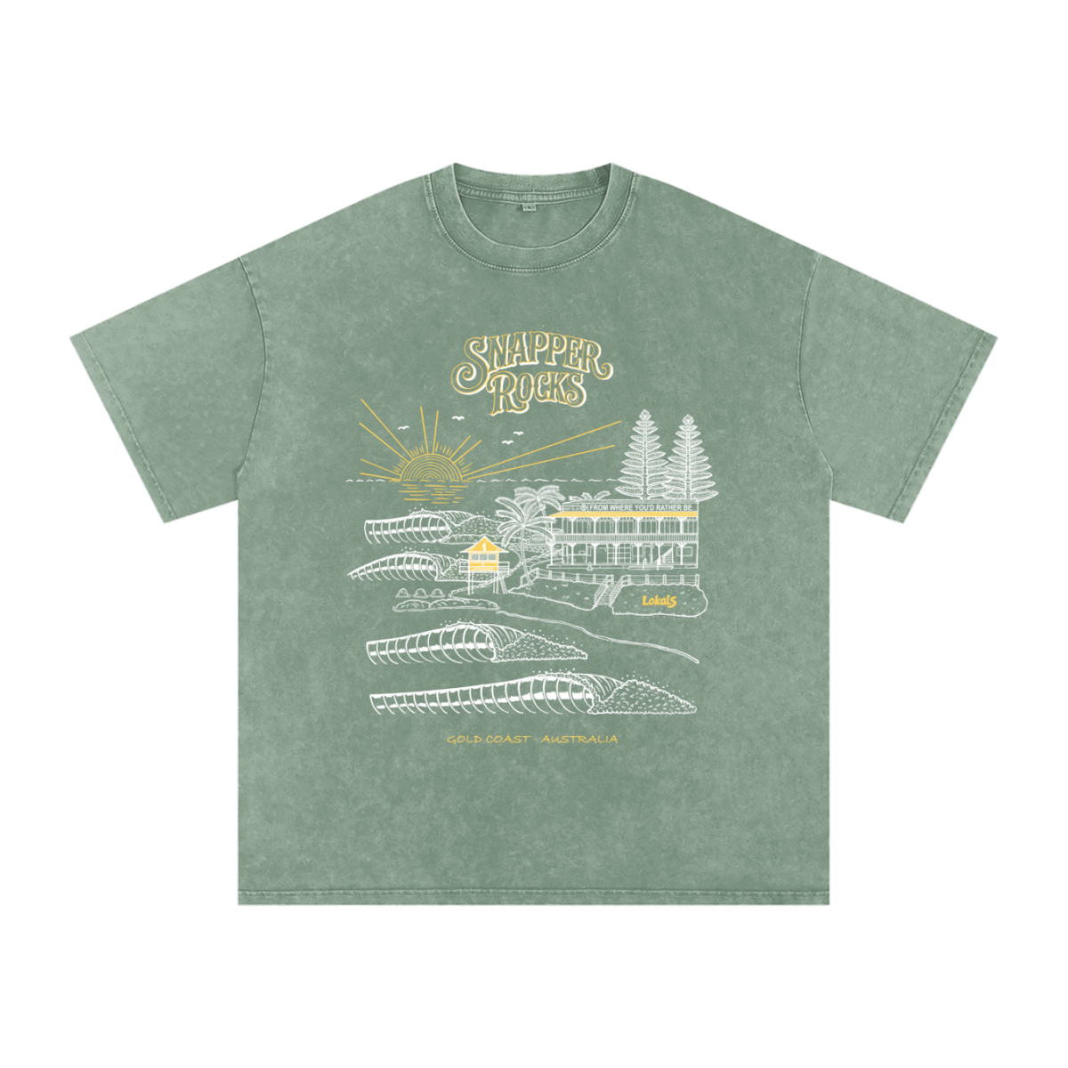 Snapper Rocks - Snow Washed Oversized 100% Cotton T-Shirt