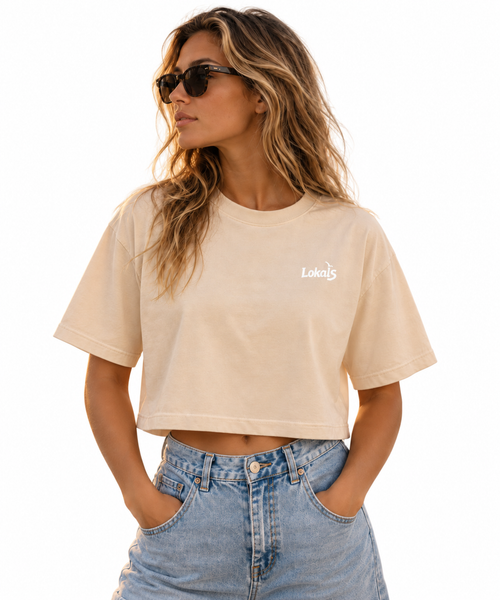 Rainbow Bay / Women's Mineral Wash Cotton Crop T-Shirt