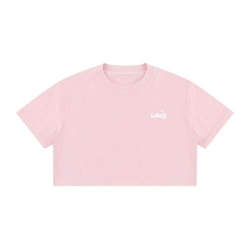 Rainbow Bay / Women's Mineral Wash Cotton Crop T-Shirt