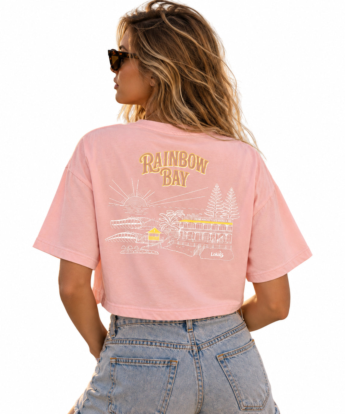 Rainbow Bay / Women's Mineral Wash Cotton Crop T-Shirt