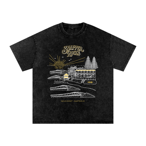 Snapper Rocks - Snow Washed Oversized 100% Cotton T-Shirt