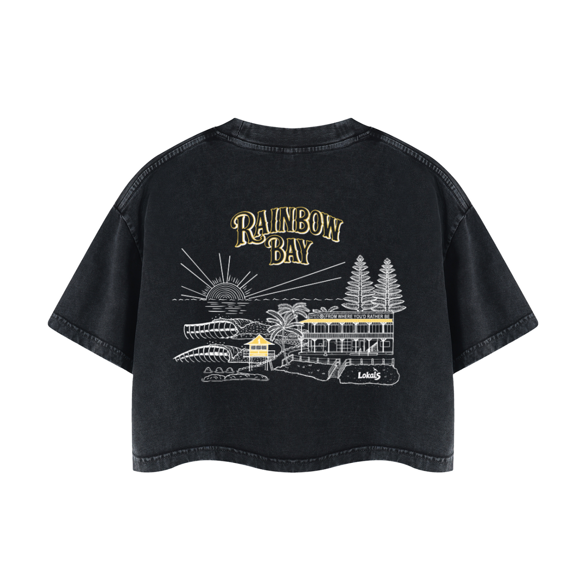 Rainbow Bay / Women's Mineral Wash Cotton Crop T-Shirt